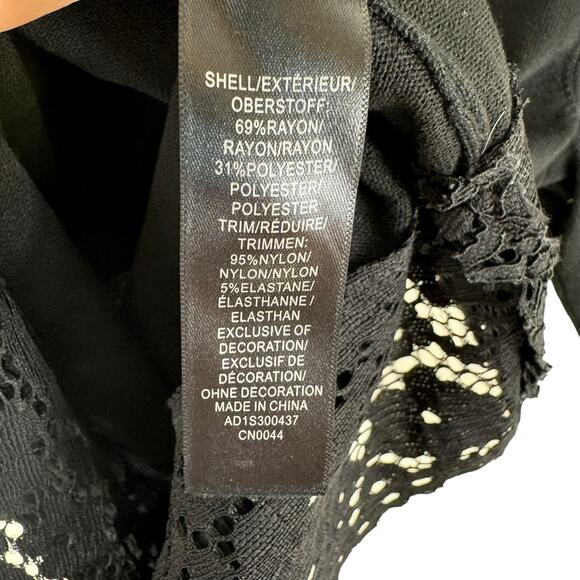 Adrianna Papell Black Long Sleeve Lace Trim Lightweight Tight Knit Sweater Sz S - Picture 5 of 6